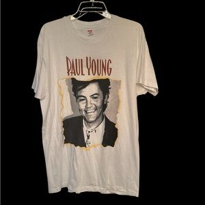 TRUE VINTAGE 1990 Hanes Paul Young Graphic Tee - Cream